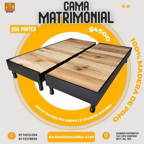 imagen de Base Matrimonial en Dos Partes | 100% Madera de con id 34200